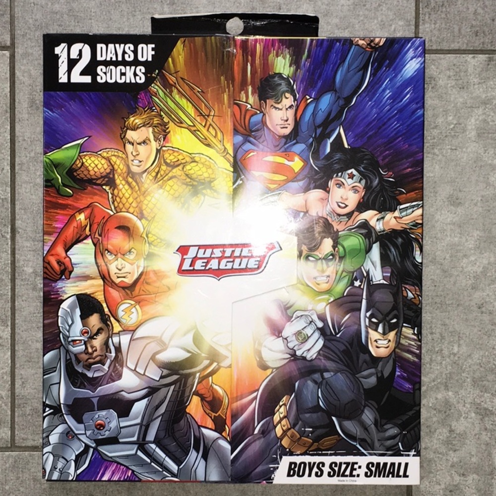 NWT NIP 💥JUSTICE LEAGUE💥 12 Days of Socks SMALL